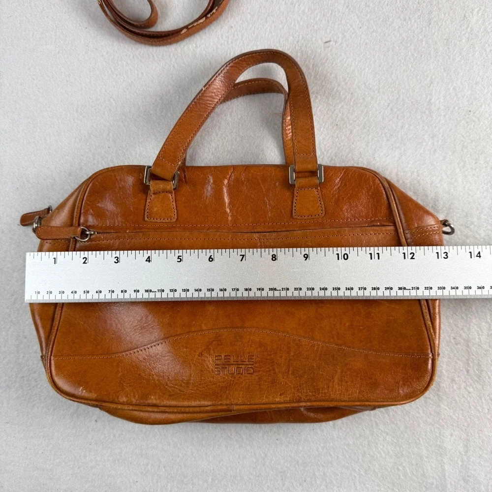 Pelle Studio Wilsons Leather Cognac Italian Leather Satchel Crossbody Bag Brown